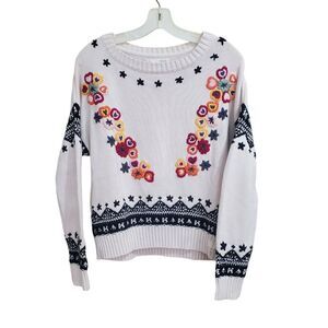 Odd Molly Sweater Small Embroidered Bloomcore Romantic Soft Girl Anthropologie